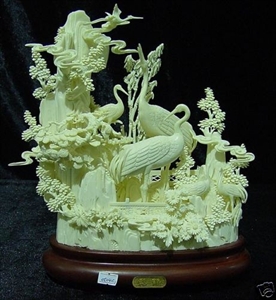 Picture of HAND CARVED BONE CRANES MOUNTAIN  (0504C1)