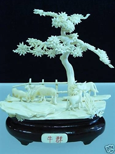 Picture of Hand Carved Cow Bone Buffalo Ranch (9812A14)
