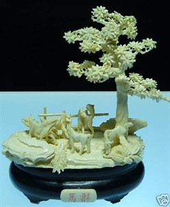 Picture of HAND CARVED COW BONE HORSES FARM (9812A2)