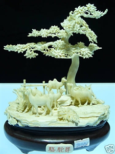 Picture of HAND CARVED COW BONE CAMELS MOUNTAIN (9812A6)