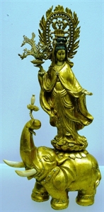 Picture of Ivory Kwanyin Riding on Elephant (E22)
