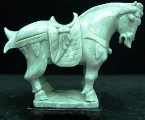 Picture of REAL JADE SADDLED TANG HORSE (LH8)