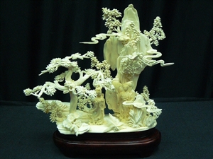 Picture of Hand Carved Bone Fairies Mountain (9212B)