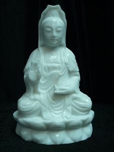 Picture of 13" White Jade Sitting Kwanyin  (WJ56)