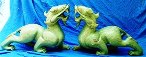 Picture of Large Pair of Jade Pixiu / Ancient Dragons (WJ33)