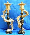 Picture of Pair of 27" Antique Bone Dragon Lamps (1502A)