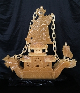 Picture of 16" Yellow Jade Dragon Boat (BY38)