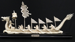 Picture of 14" Bone Dragon Boat with Boatmen (DB01)
